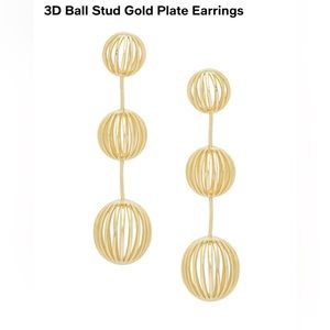 NWOT. 3D Ball Stud Gold Plate Earrings. Never used.